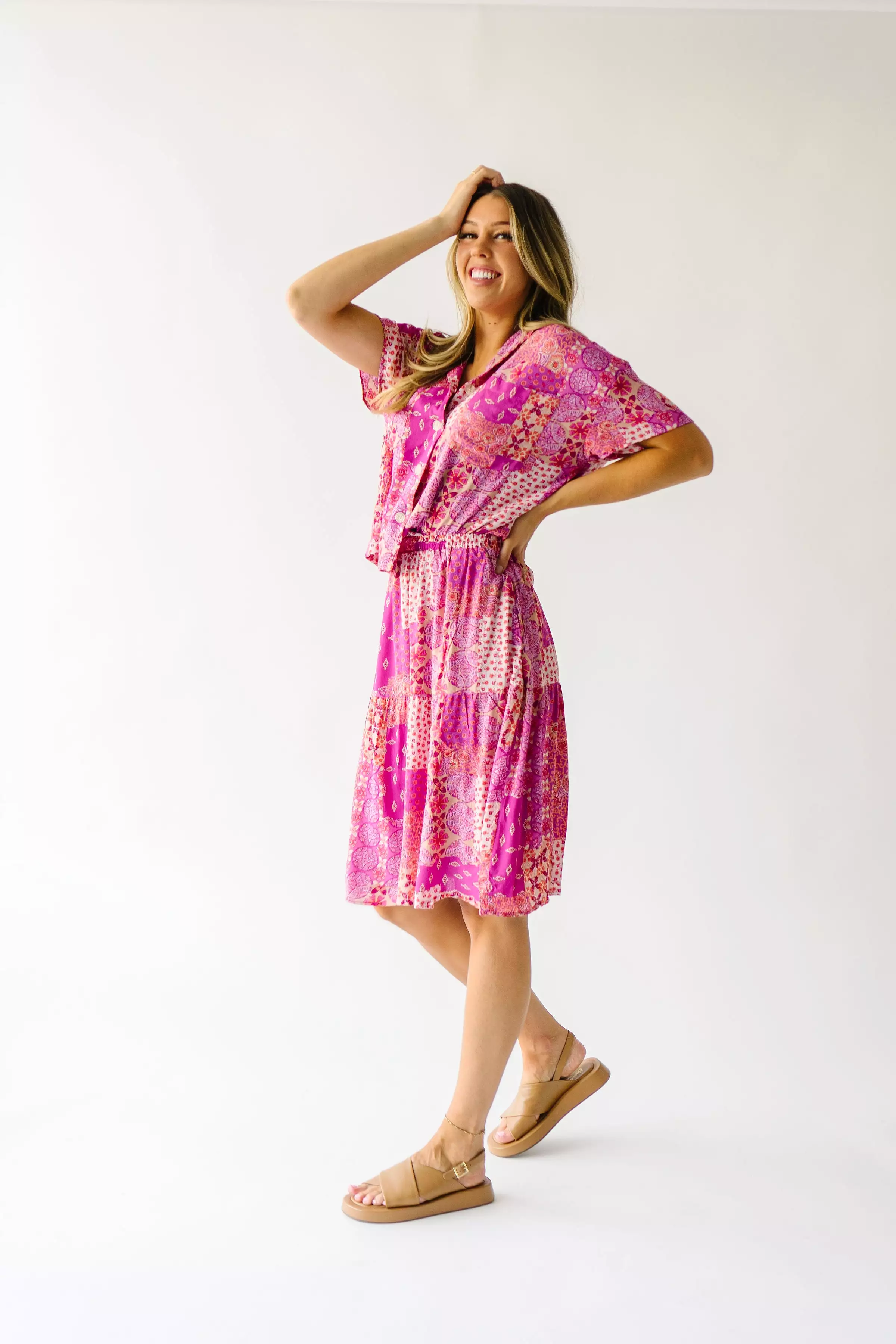 Piper & Scoot: The San Lucas Patchwork Skirt in Fuchsia