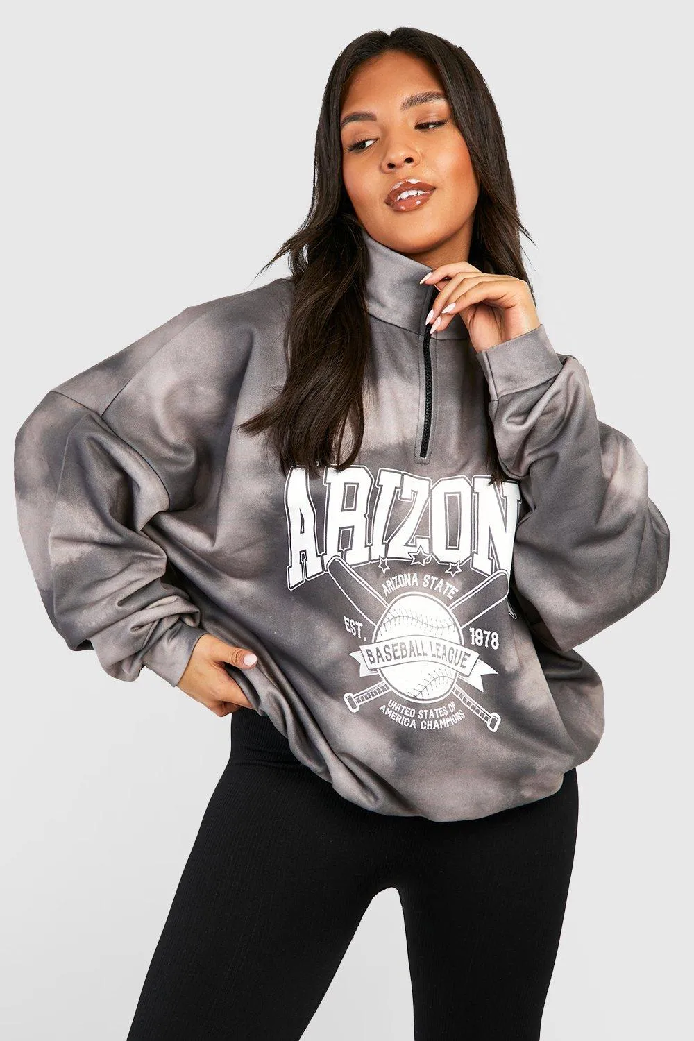 Plus Arizona Tie Dye Half Zip Oversized Sweater