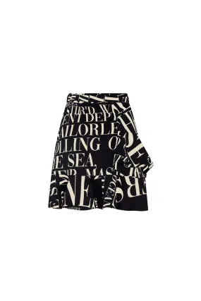 'POEME NOIR' MINI RUFFLE WRAP SKIRT