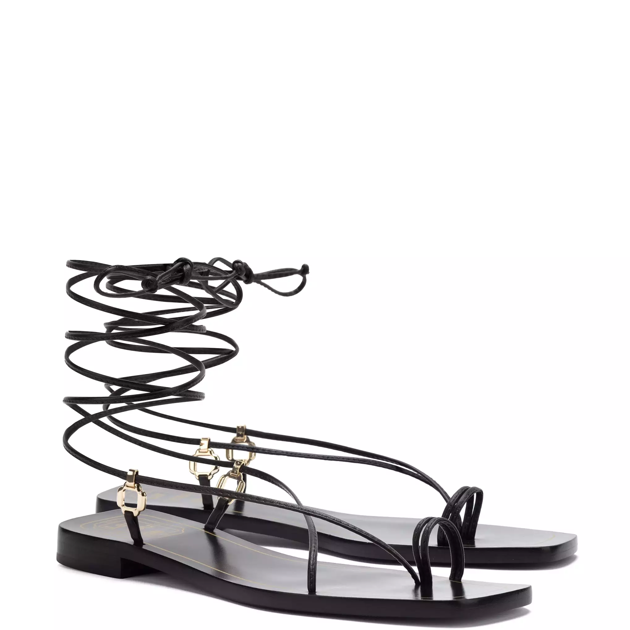 Portofino Flat Sandal In Black Leather