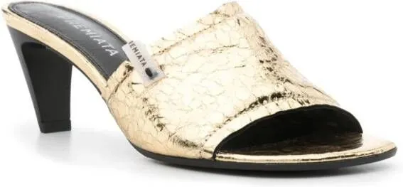 Premiata 70mm crinkled leather mules Gold