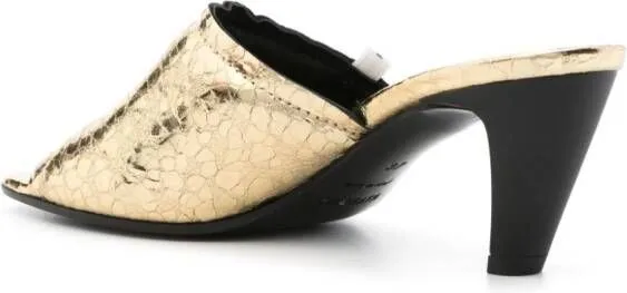 Premiata 70mm crinkled leather mules Gold