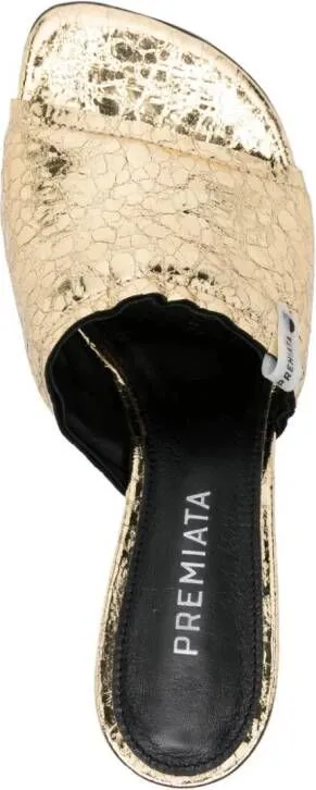 Premiata 70mm crinkled leather mules Gold