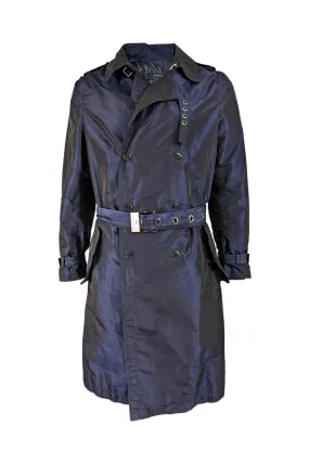 Preowned Mens Blue Iridescent Trench Coat, 2000s