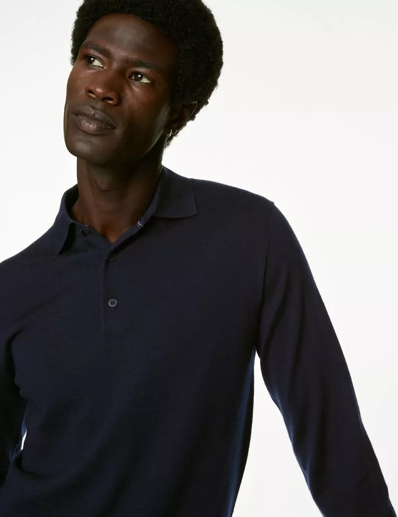 Pure Extra Fine Merino Wool Knitted Polo Shirt