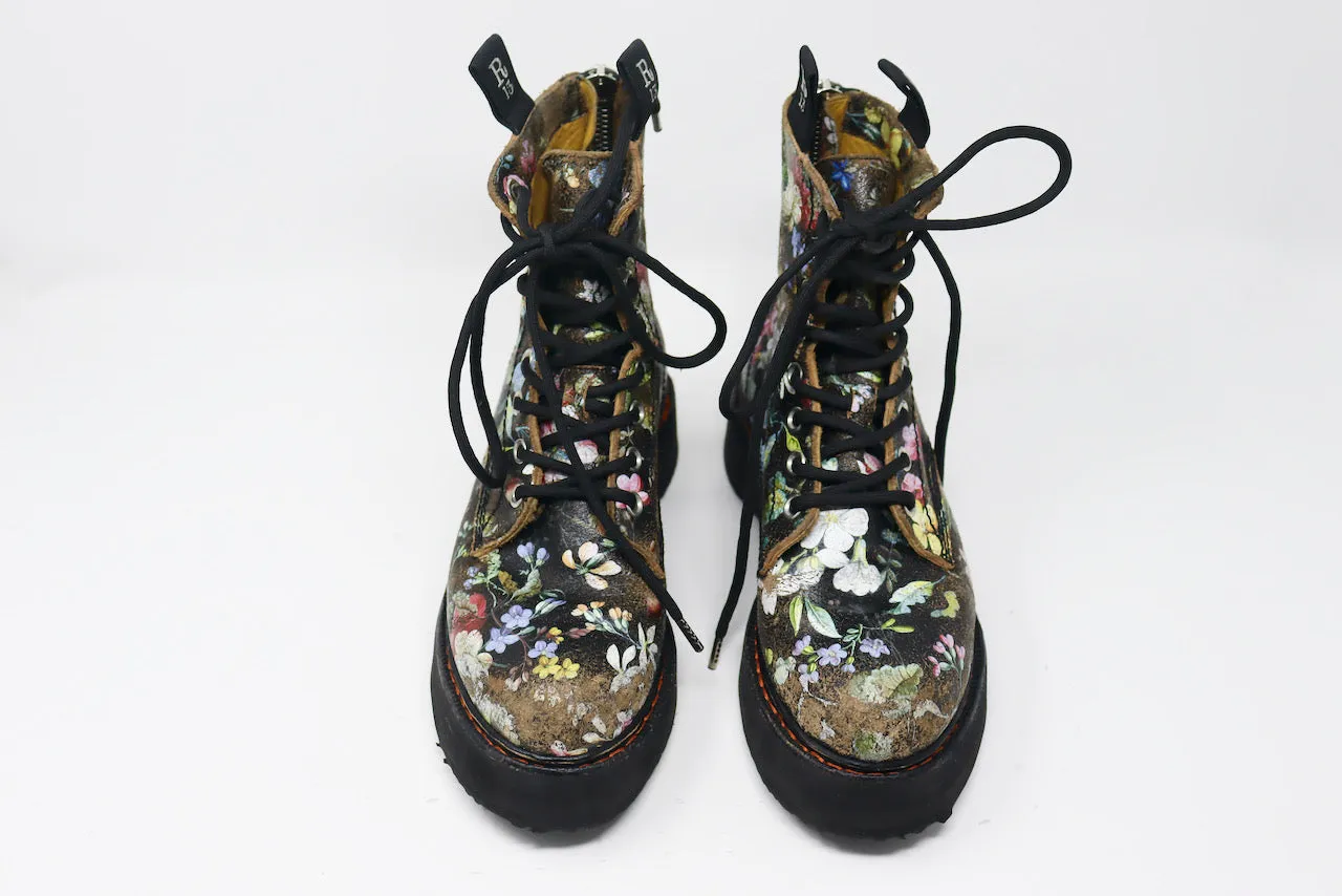 R13 Floral Platform Combat Boots