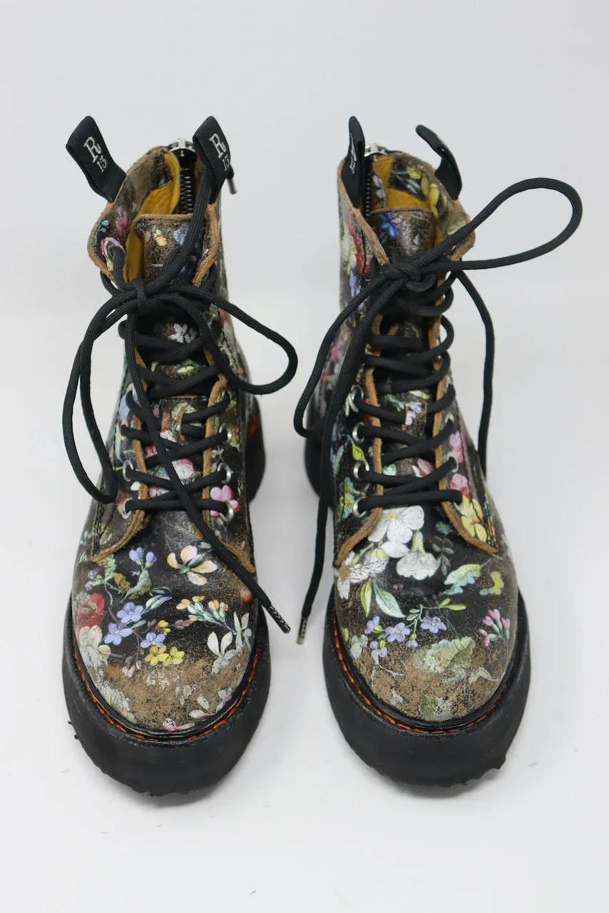 R13 Floral Platform Combat Boots