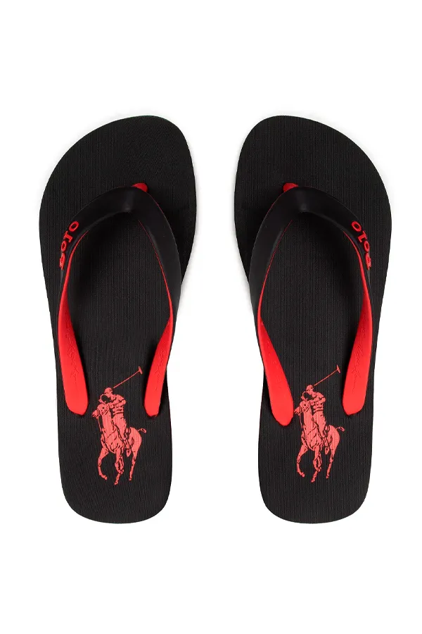 Ralph Lauren Flip-Flops Pony Logo Black