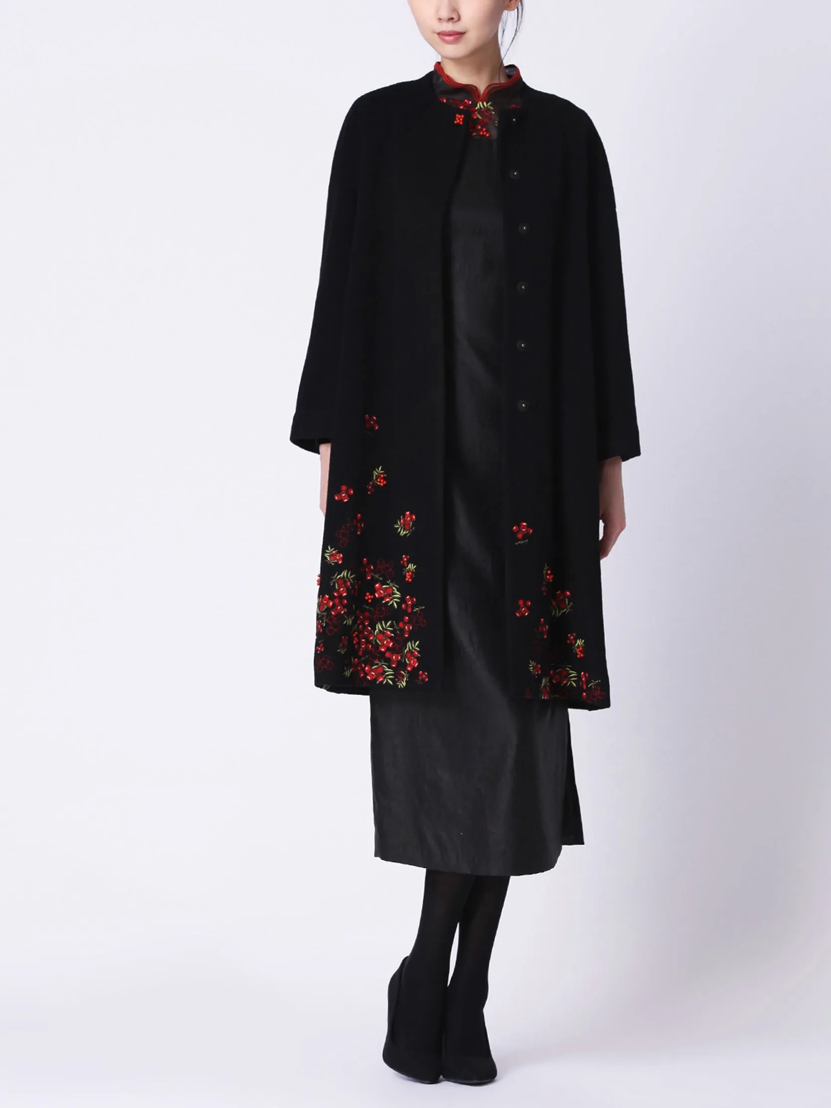 Relaxed-fit Woolen Embroidery Coat