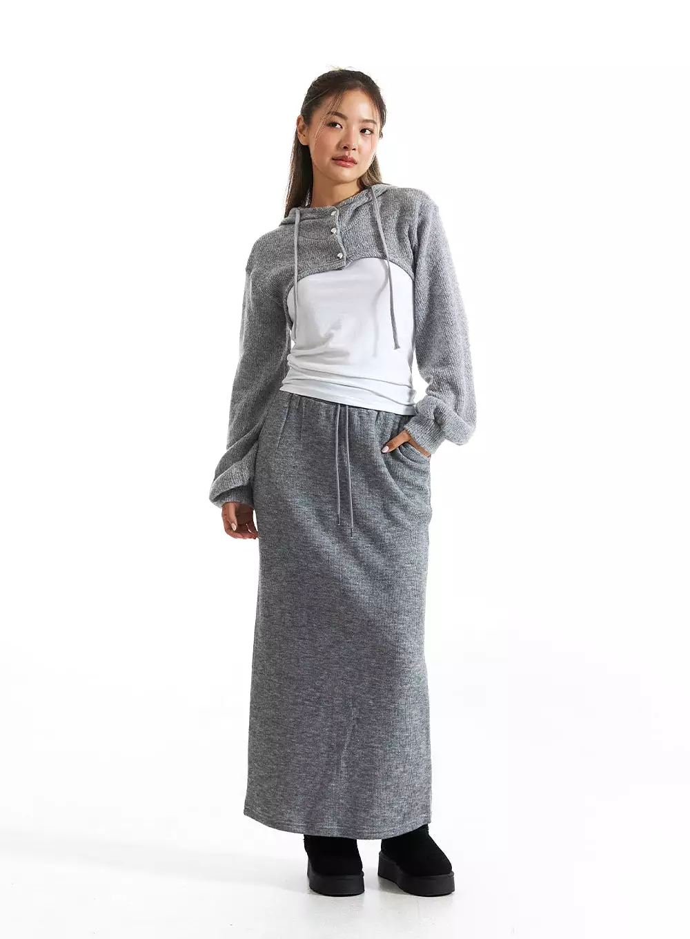 Ribbed Knit Maxi Skirt CO313