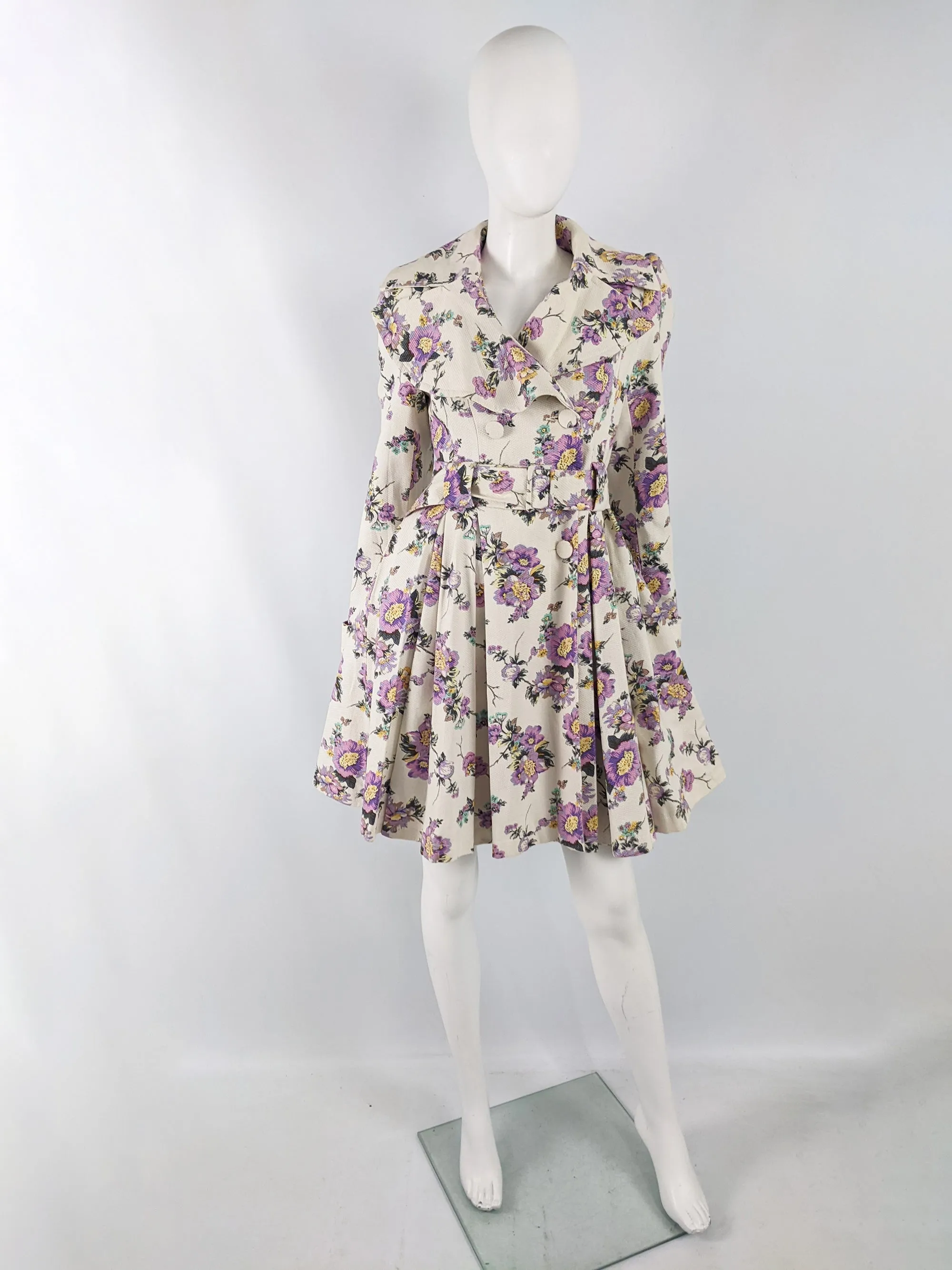 Ronit Zilkha Vintage Off White Floral Princess Coat, 2000s