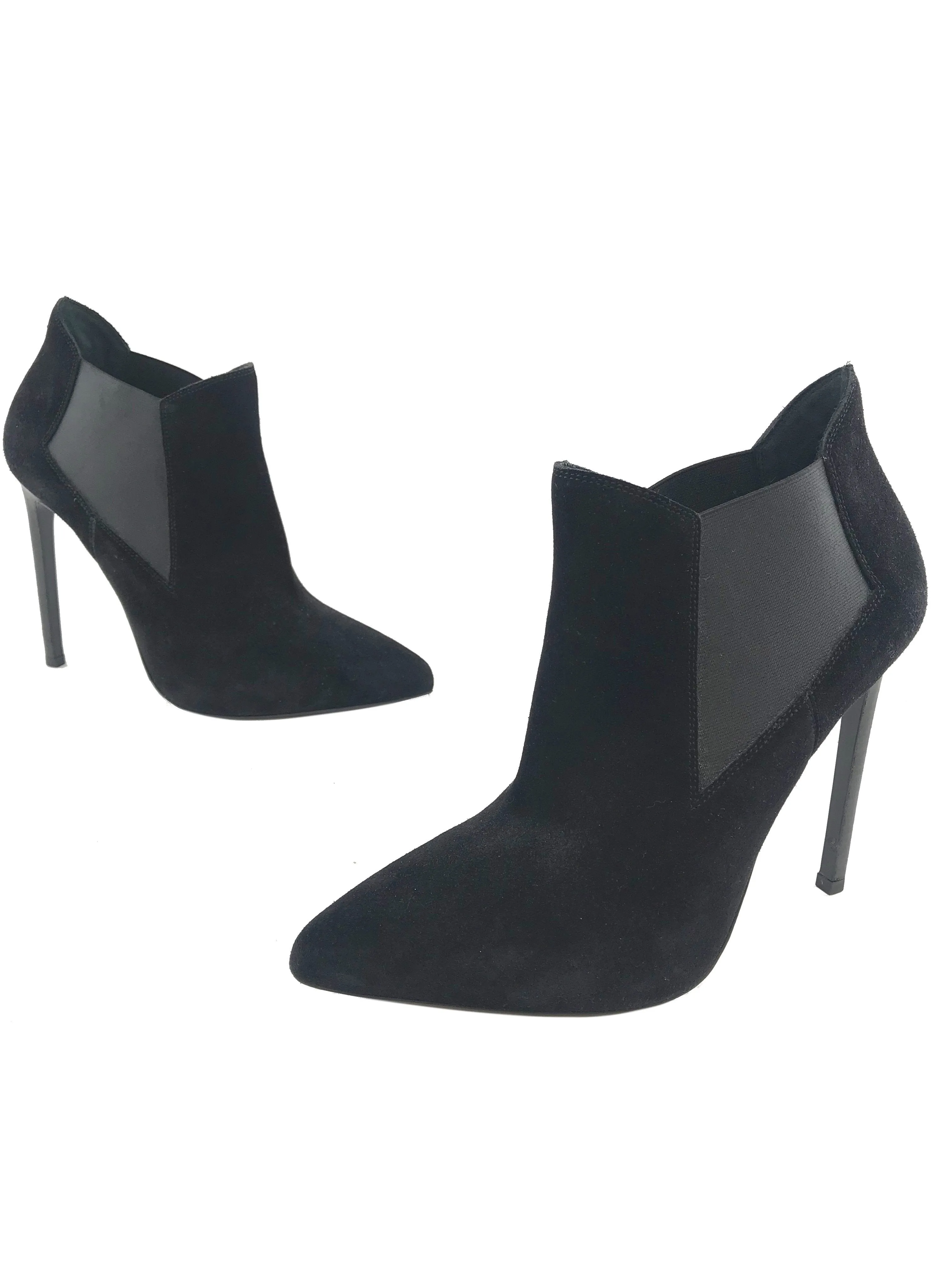 Saint Laurent Suede Point Toe Ankle Boot Size 10