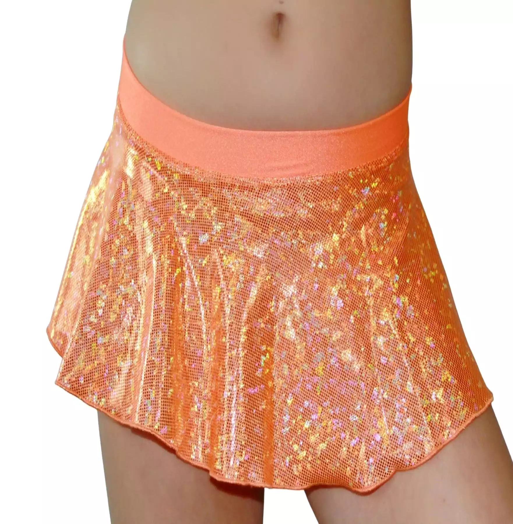 Sassy Orange Holographic Extreme Ruffle Mini Skirt