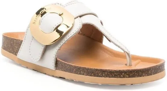 See by Chloé engraved-logo detail flip-flops Neutrals