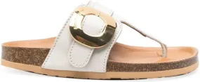 See by Chloé engraved-logo detail flip-flops Neutrals