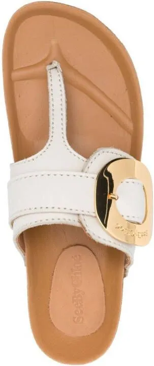 See by Chloé engraved-logo detail flip-flops Neutrals