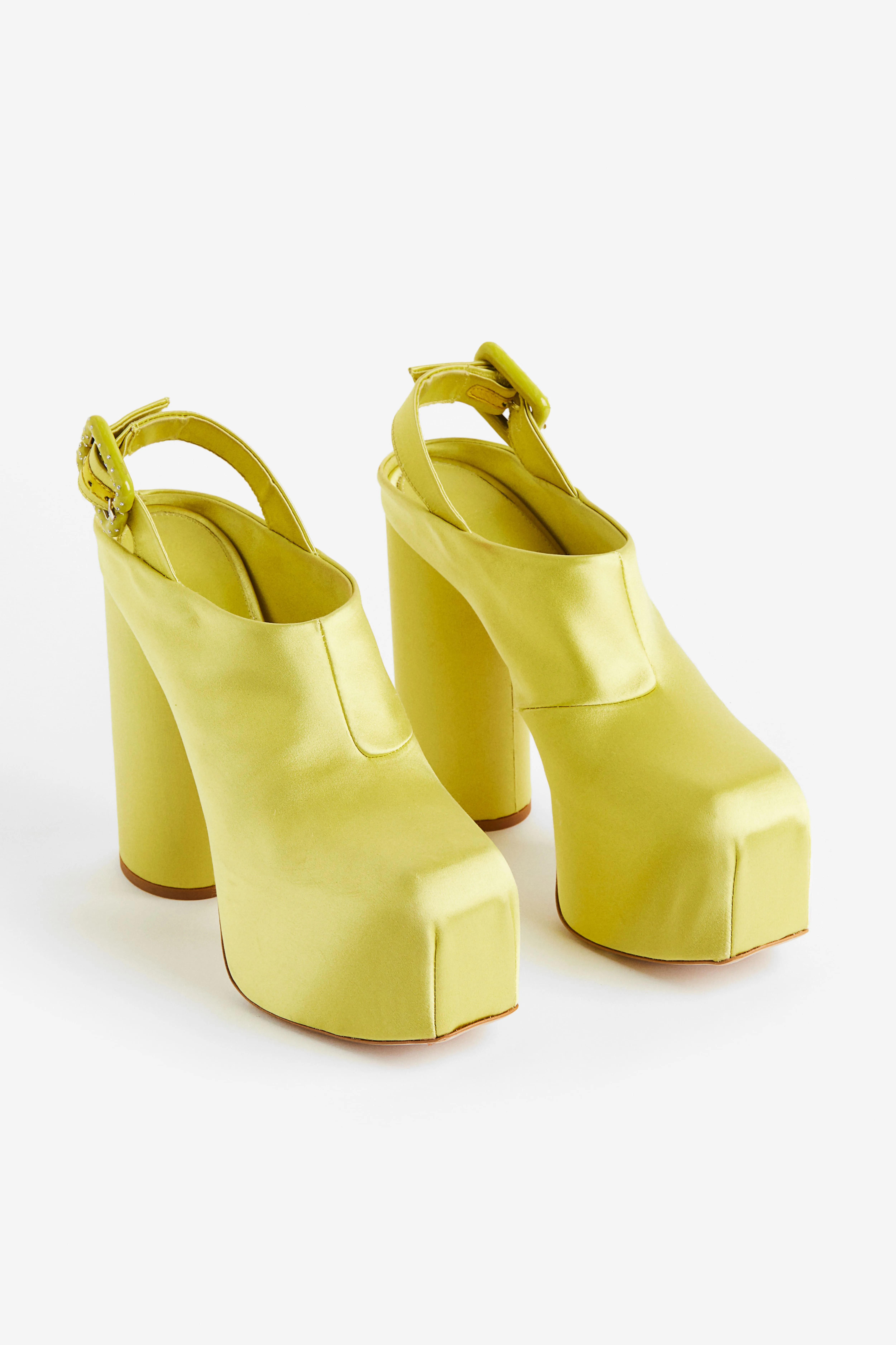 Silk-blend platform shoes - Light yellow - Ladies | H&M GB