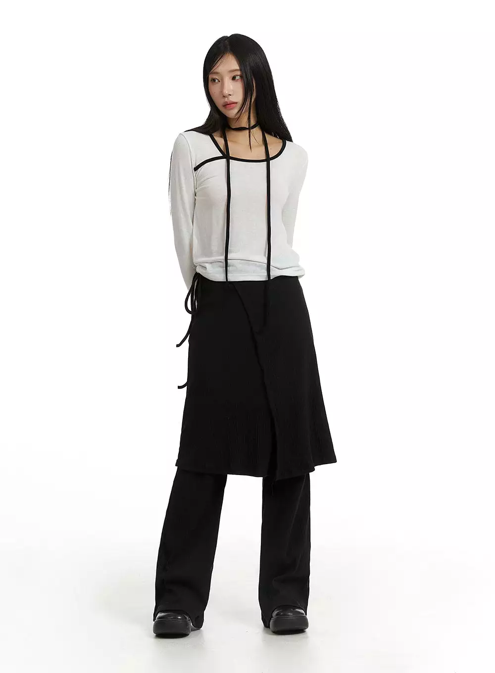 Skirt Layered Wide Leg Pants CF401