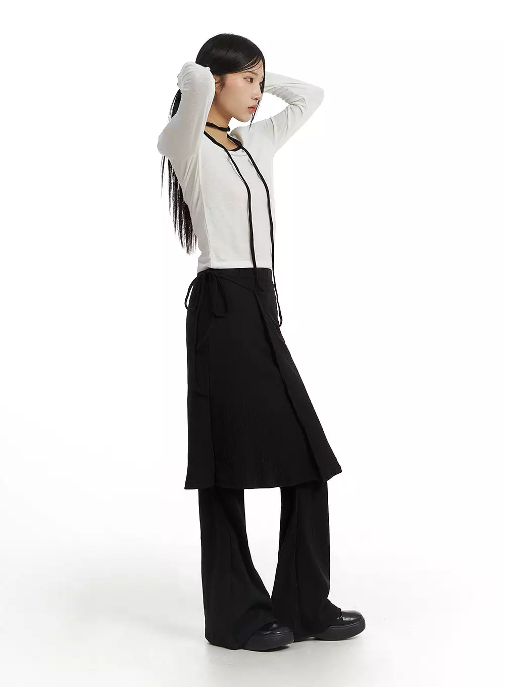 Skirt Layered Wide Leg Pants CF401