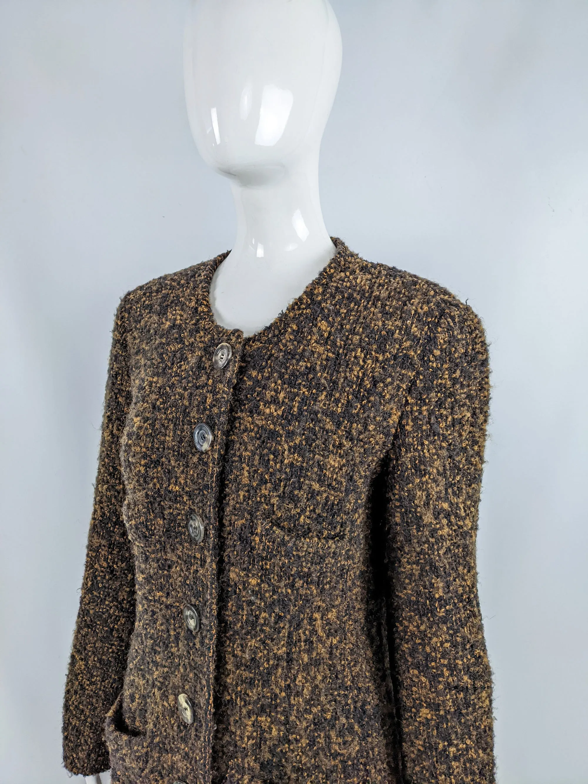 Sonia Rykiel Vintage Brown & Black Tweed Coat, 1980s