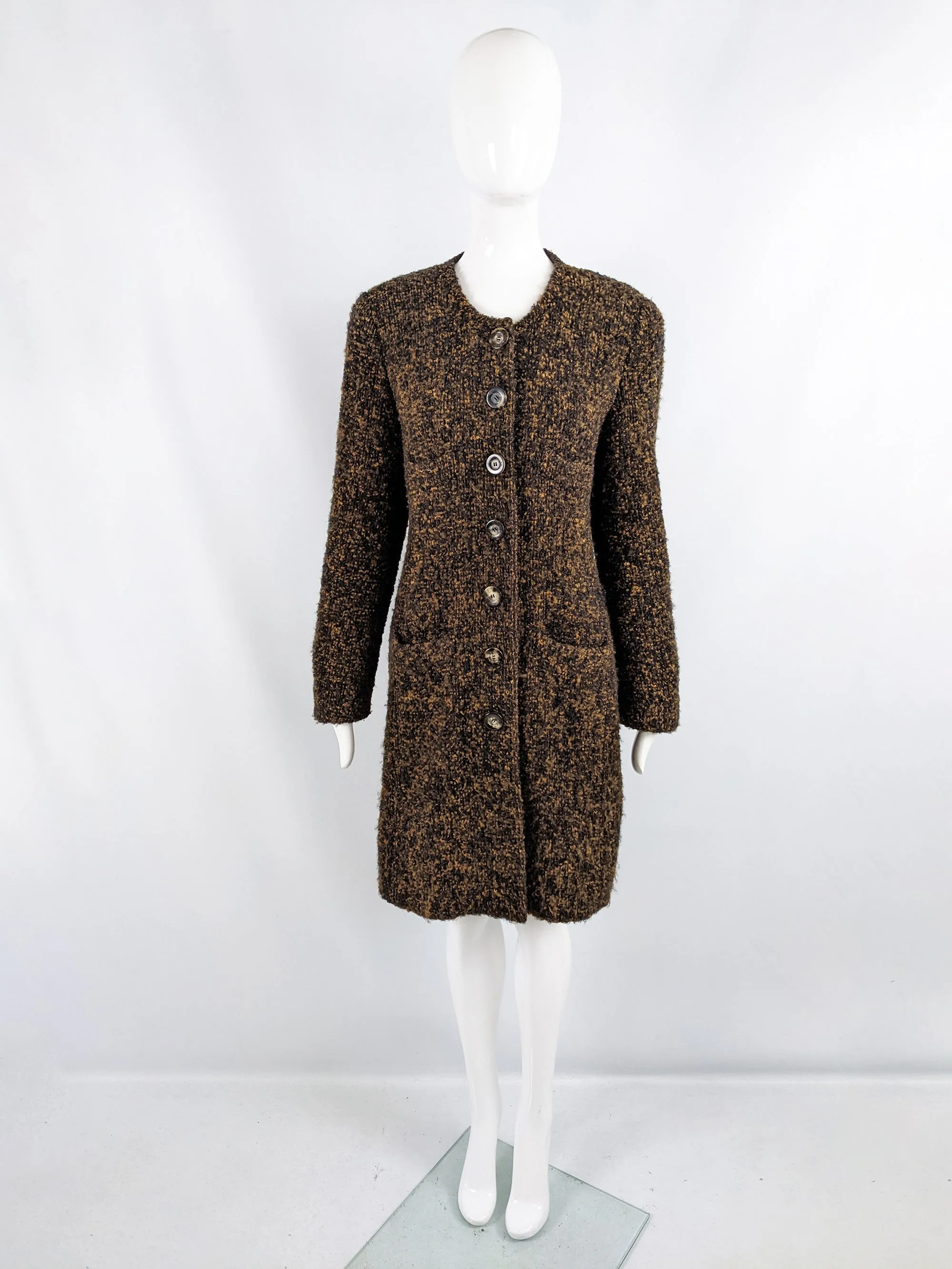 Sonia Rykiel Vintage Brown & Black Tweed Coat, 1980s