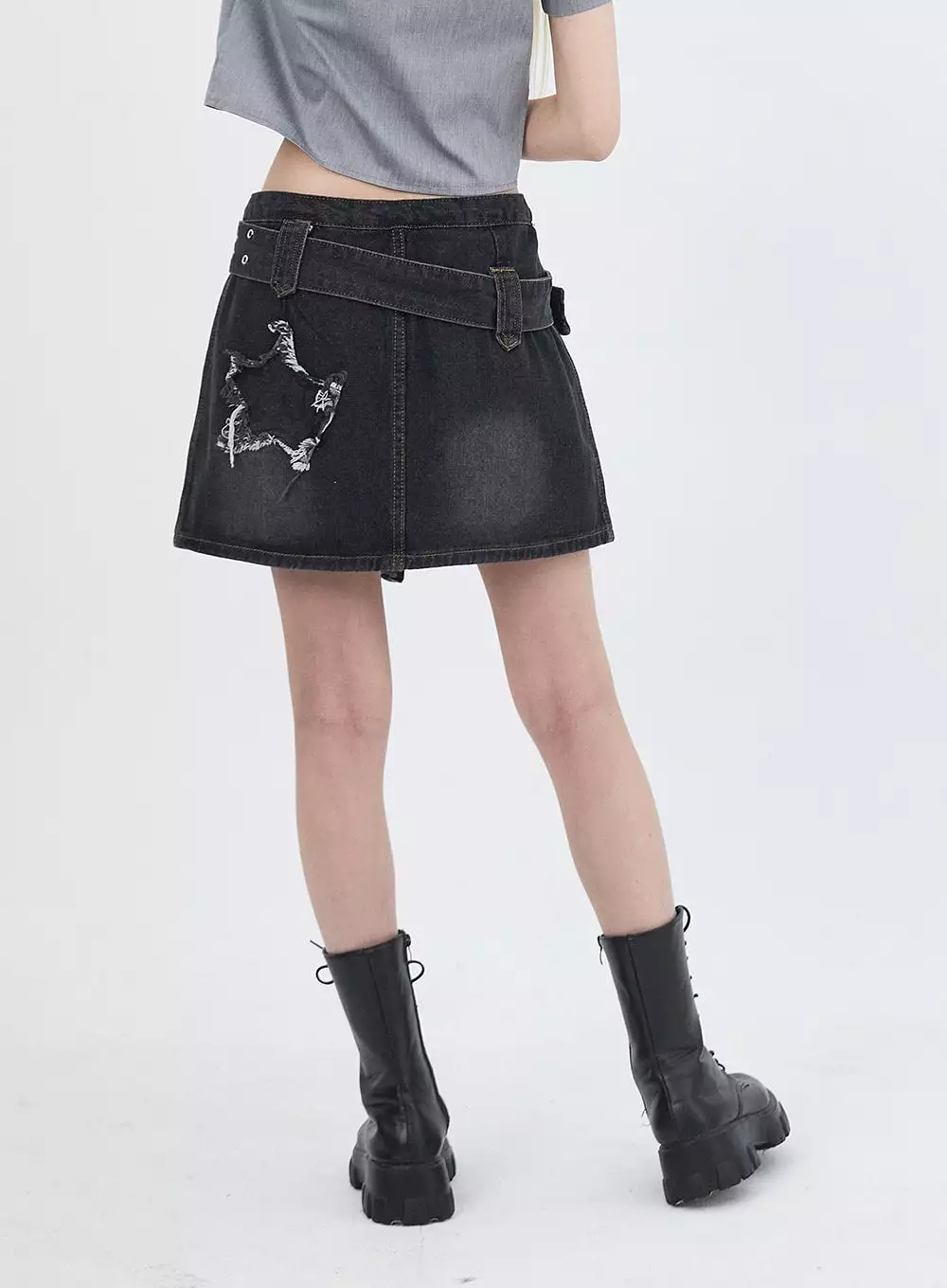 Star Denim Mini Skirt IU313