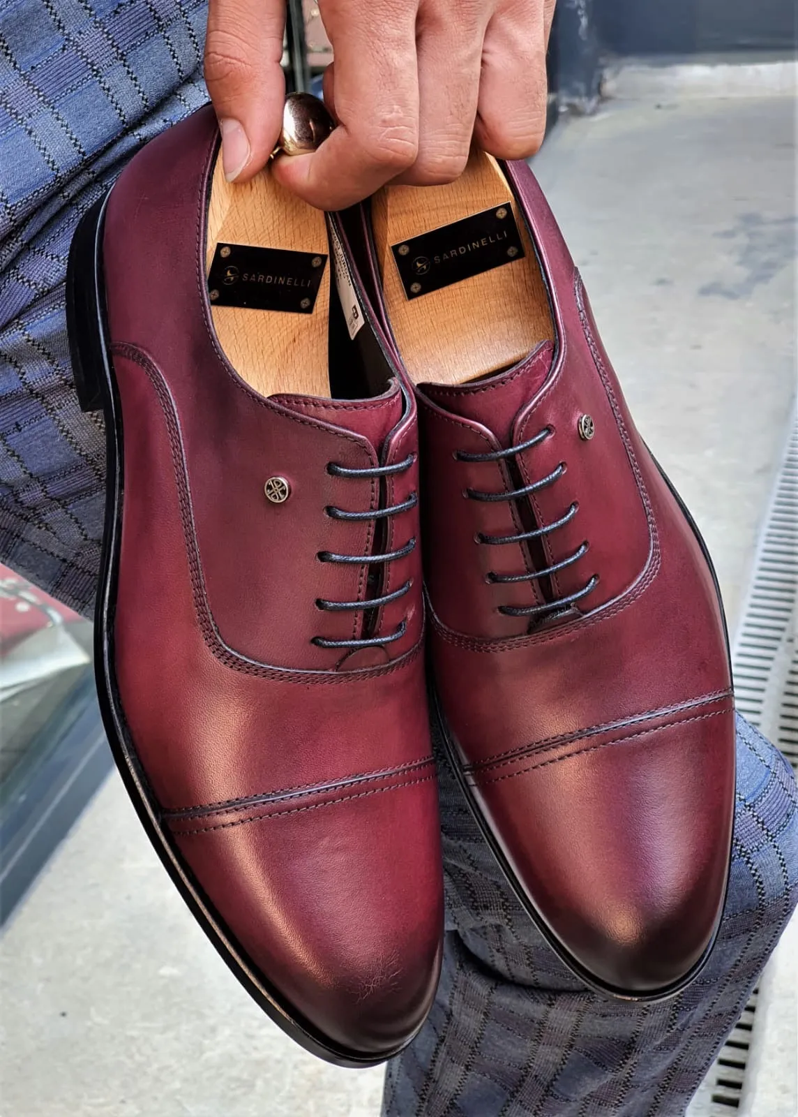 Stefano Burgundy Wholecut Oxfords