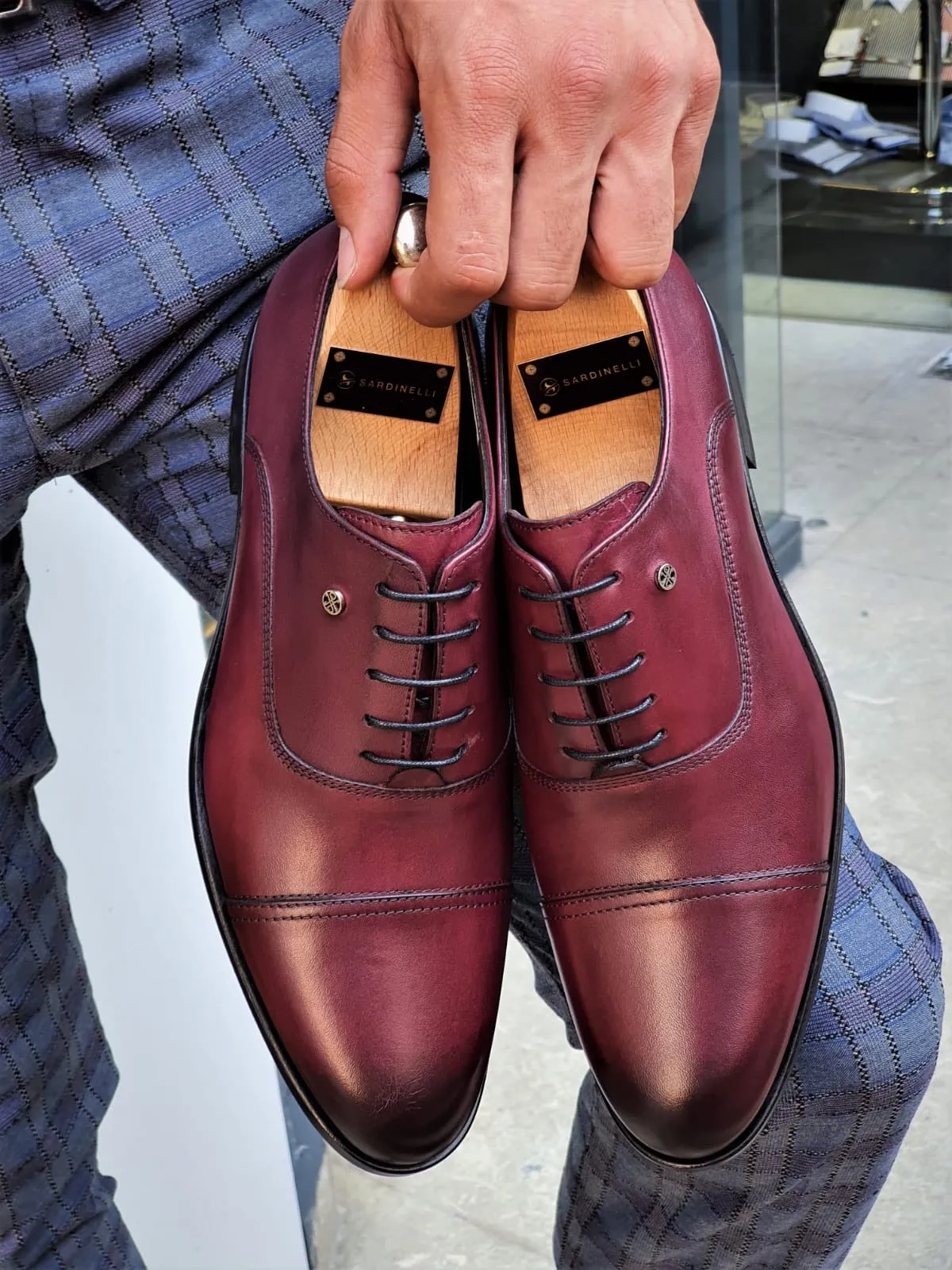 Stefano Burgundy Wholecut Oxfords