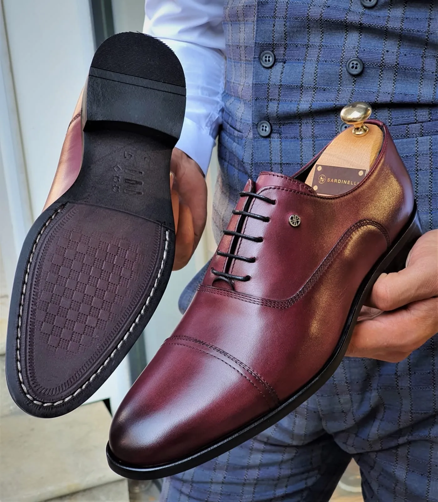 Stefano Burgundy Wholecut Oxfords