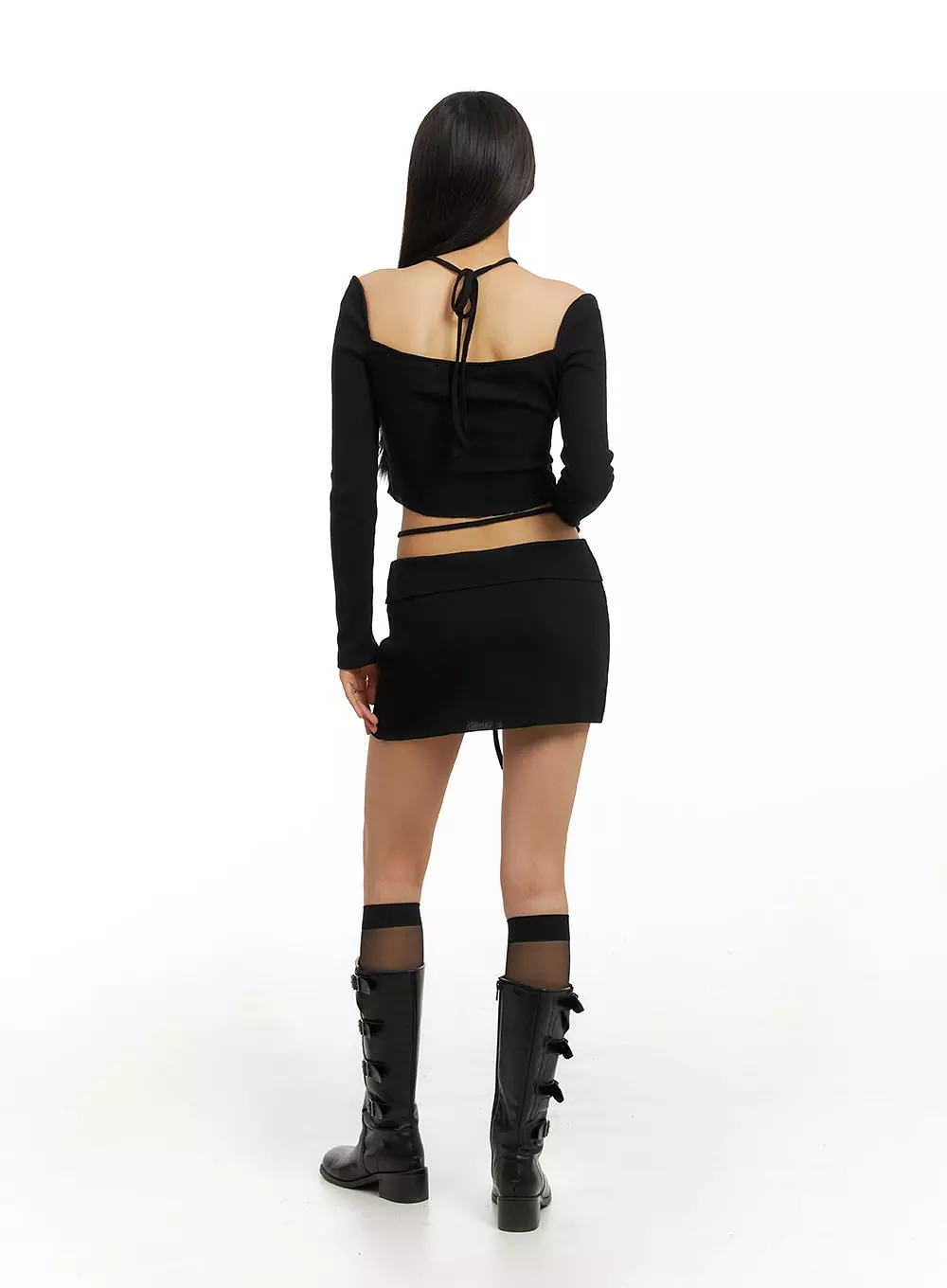 Strap Waist Sheer Mini Skirt IA417