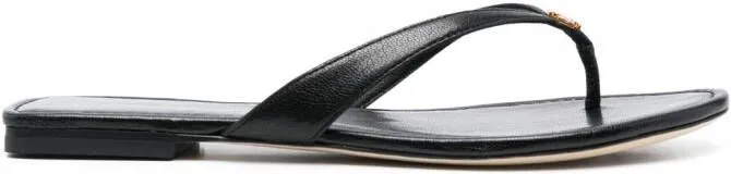 Tory Burch Classic leather flip flops Black