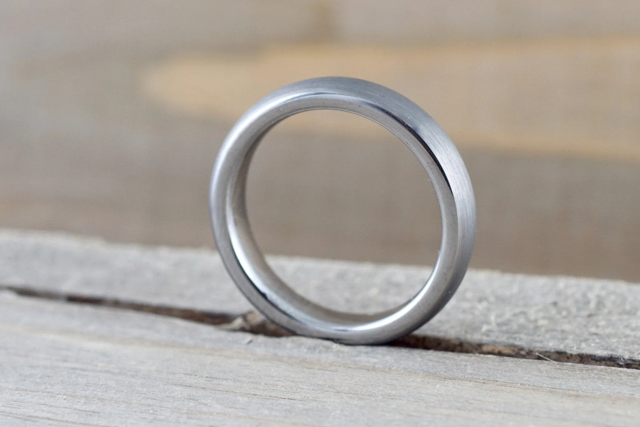 Tungsten Carbide 4mm Domed High Satin Brushed Finish Inside Men's Ring