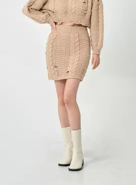 Twist Pattern Ripped Pencil Mini Skirt IN08