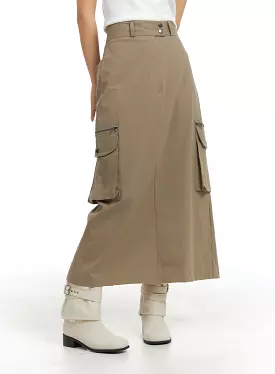 Two-Button Cargo Maxi Skirt CM422