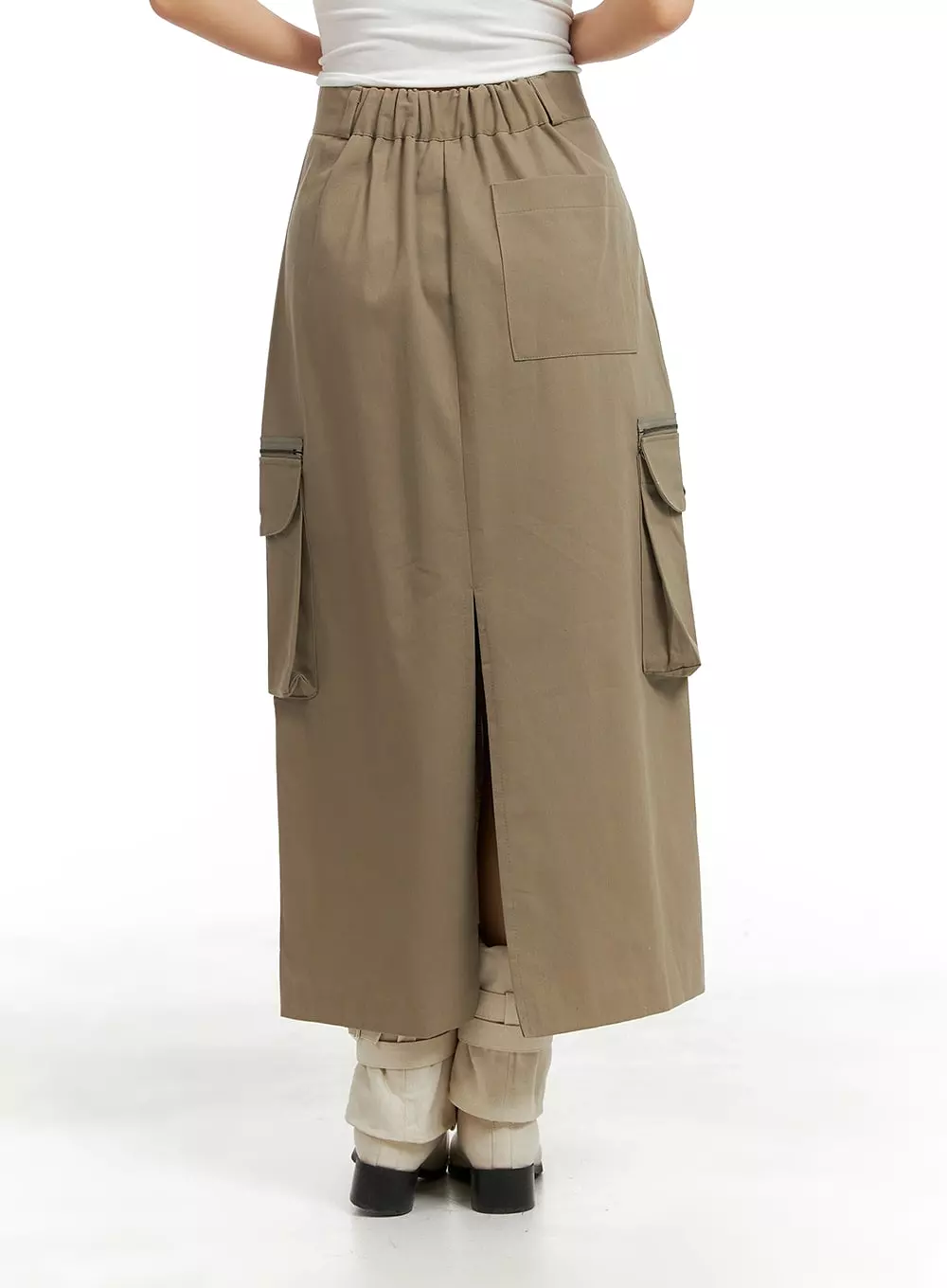 Two-Button Cargo Maxi Skirt CM422