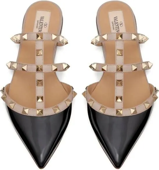 Valentino Garavani Rockstud patent leather mules Black