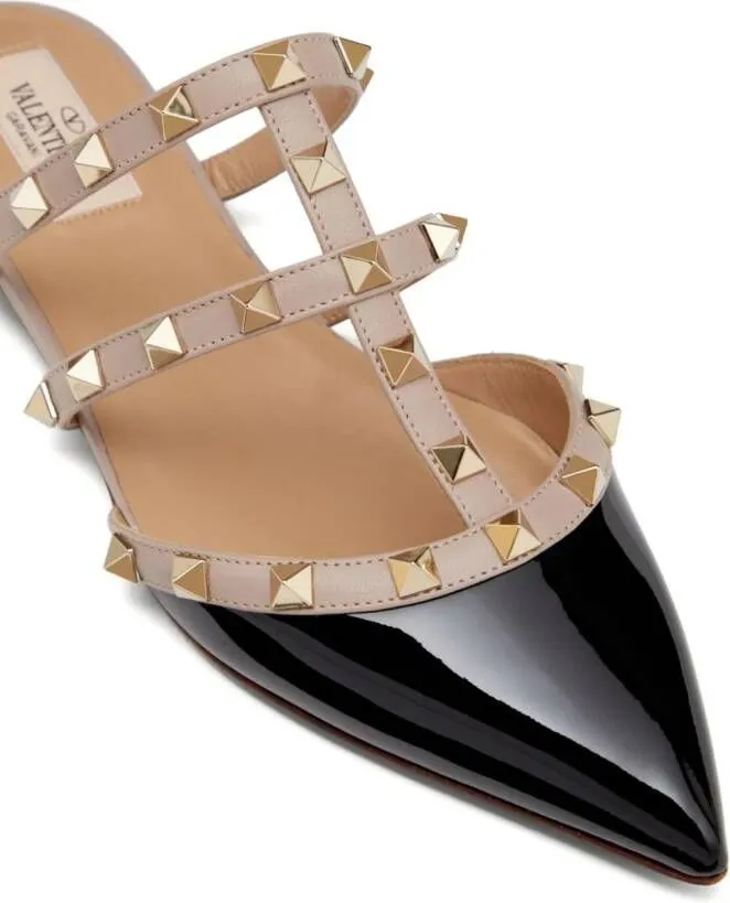 Valentino Garavani Rockstud patent leather mules Black