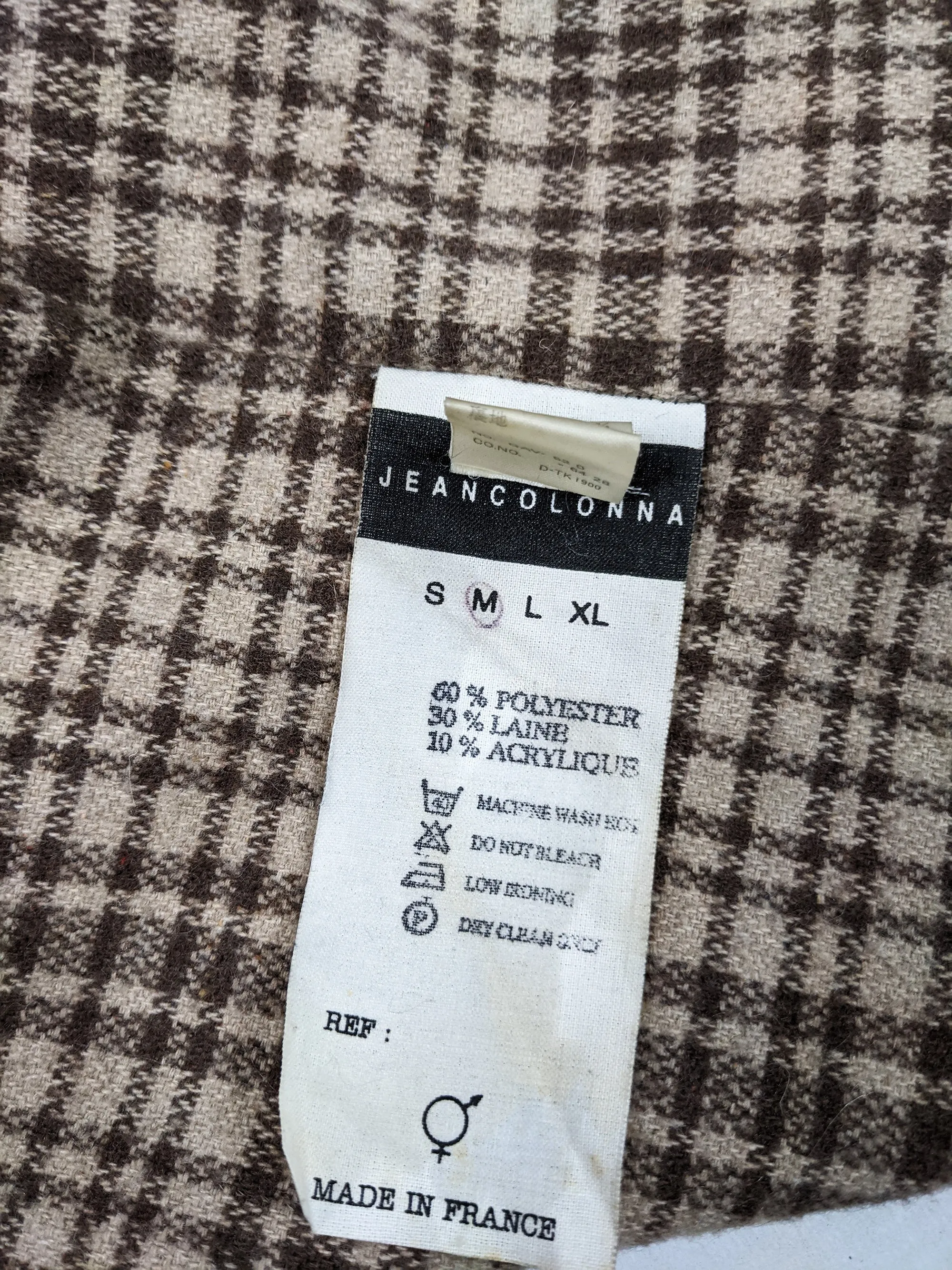 Vintage Brown Check Double Breasted Pea Coat, 1990s