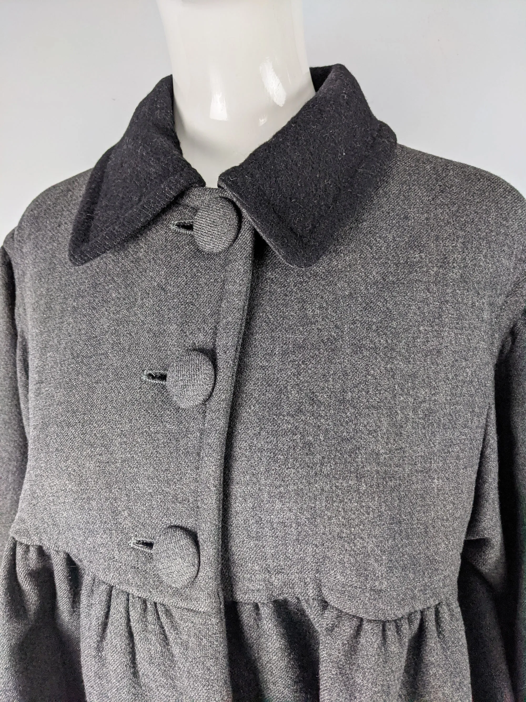 Vintage Grey Wool Oversized Swing Coat, 1990s