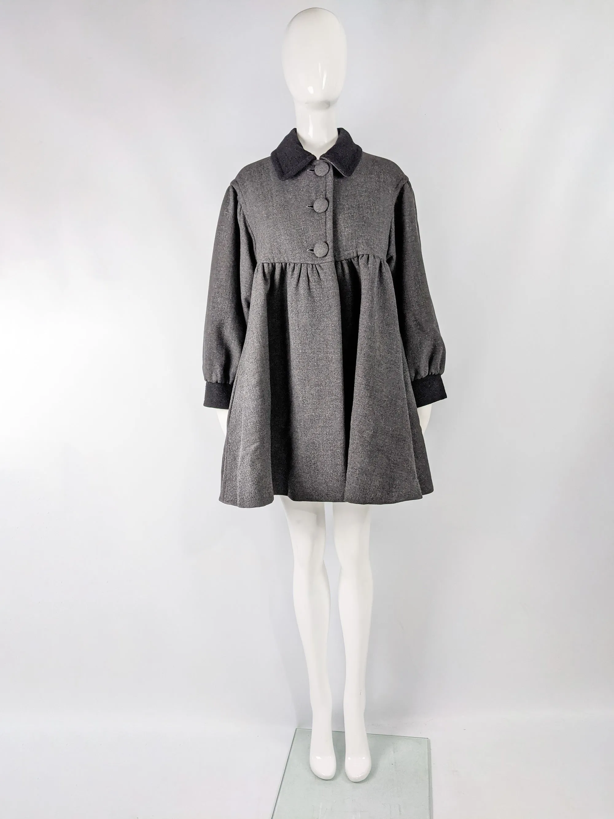 Vintage Grey Wool Oversized Swing Coat, 1990s