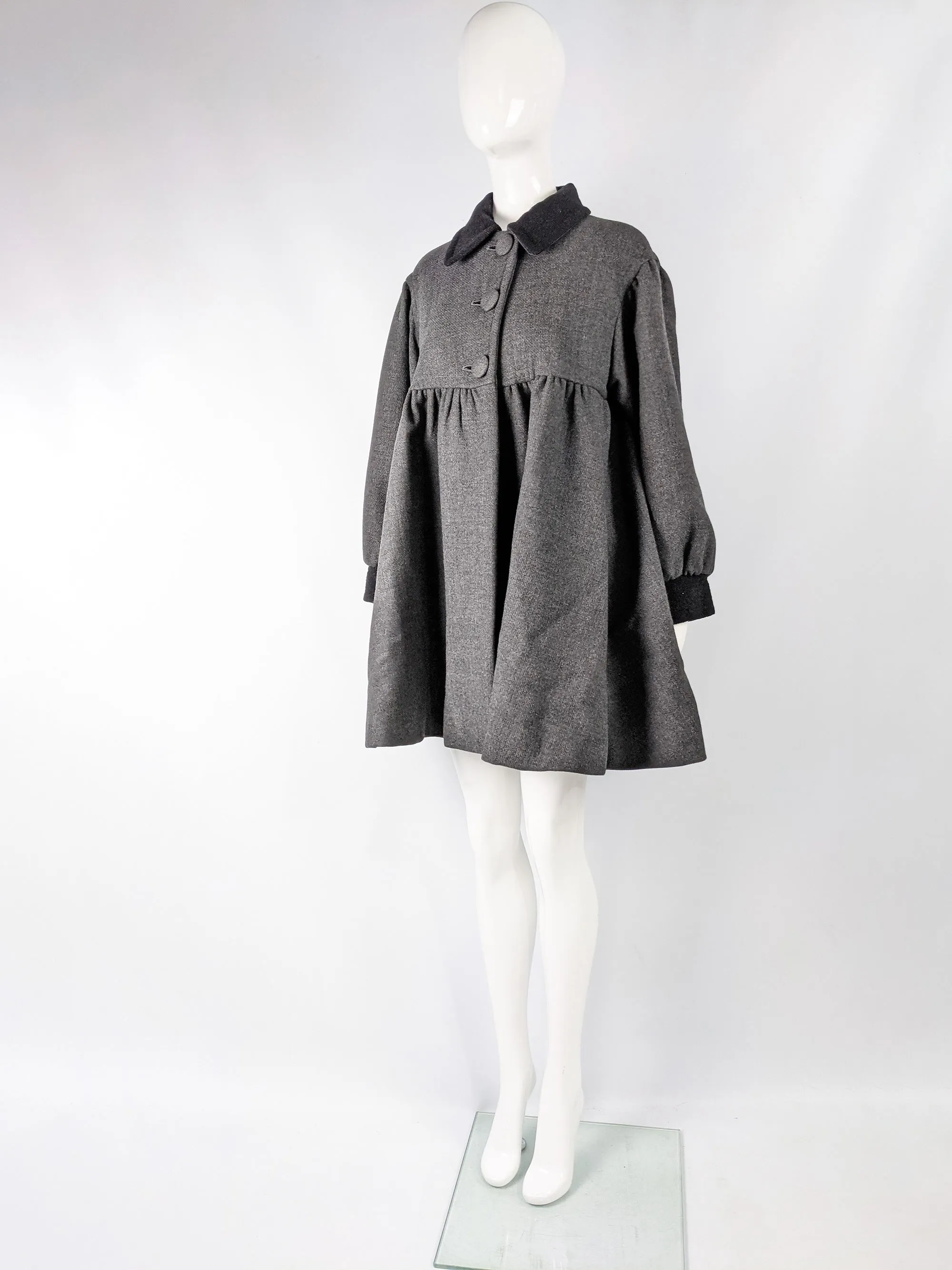 Vintage Grey Wool Oversized Swing Coat, 1990s