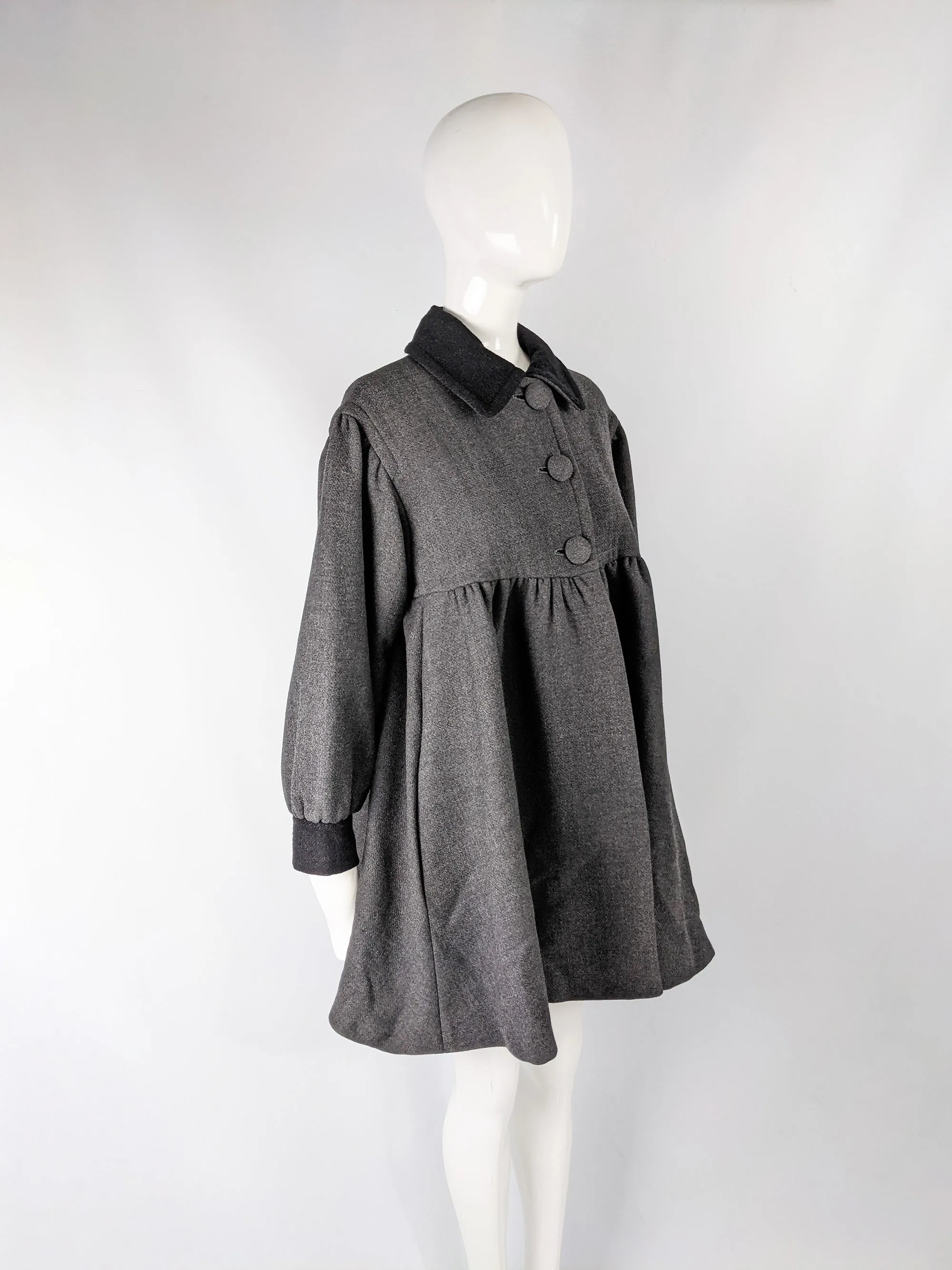 Vintage Grey Wool Oversized Swing Coat, 1990s