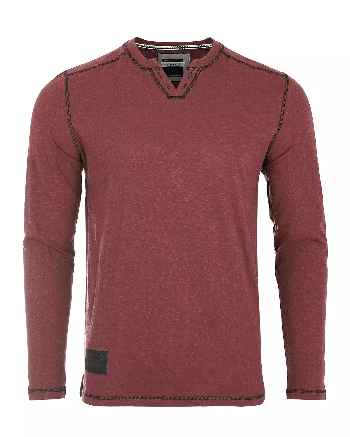 Vintage Long Sleeve Notch V-Neck Henley Casual Shirt