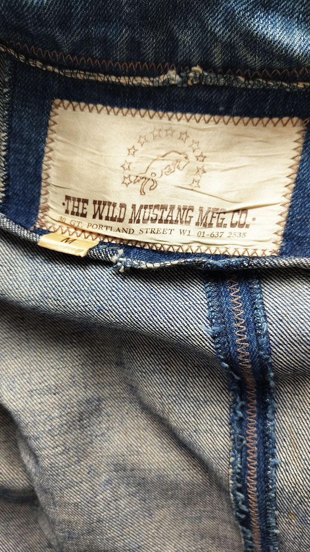 Vintage Mens 1970s The Wild Mustang Co. Denim Pea Coat