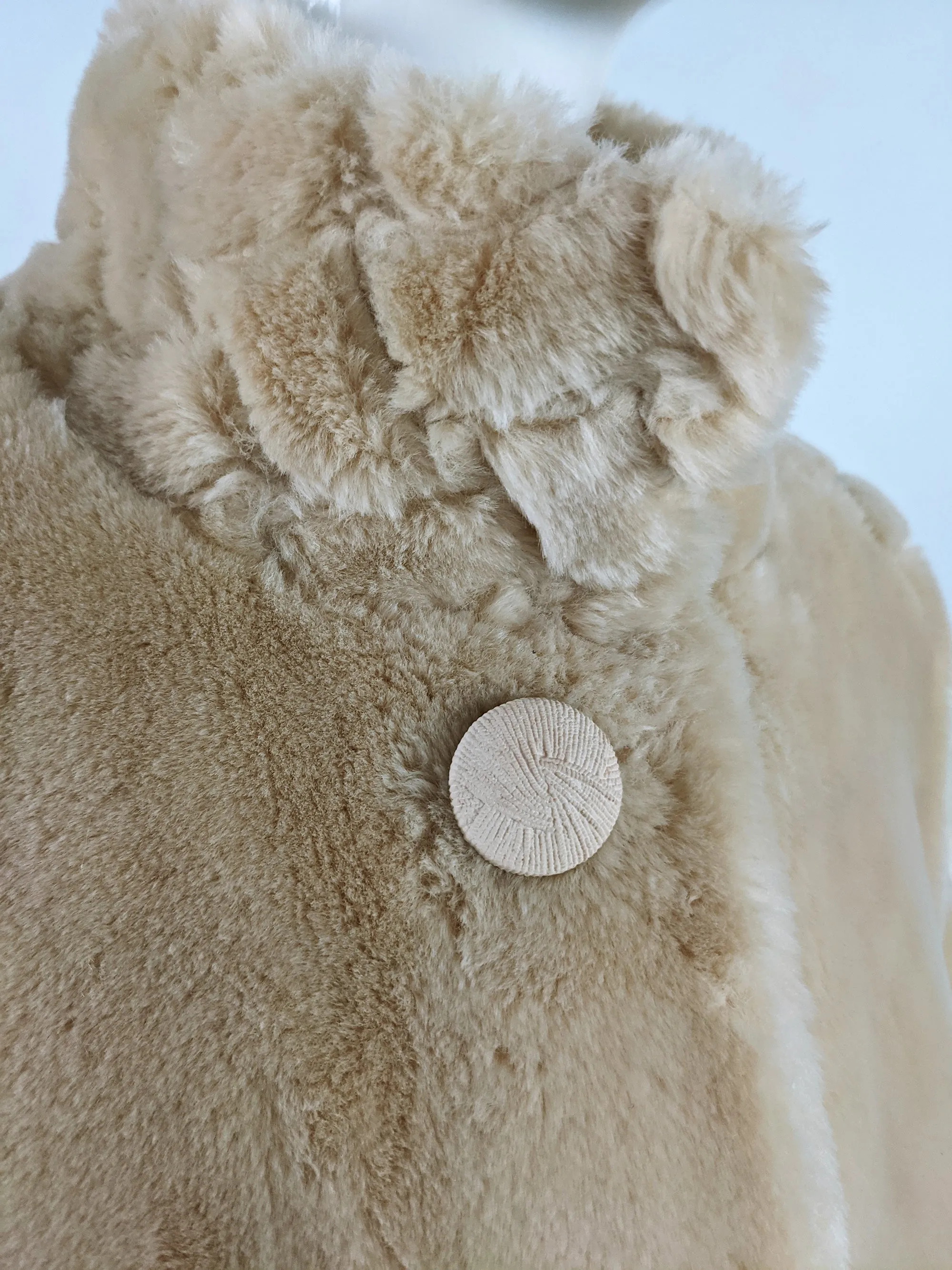 Vintage Oversized Blonde Faux Fur Trapeze Coat, 1980s