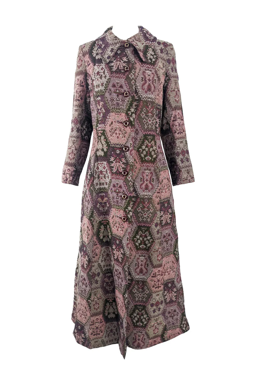 Vintage Womens Tapestry Carpet Maxi Coat, 1970s