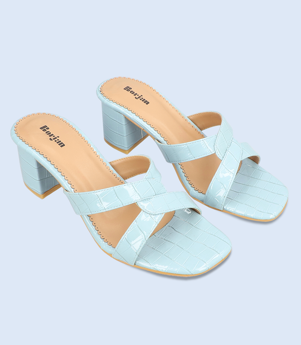 W9840-LIGHT BLUE-Women Slipper heel