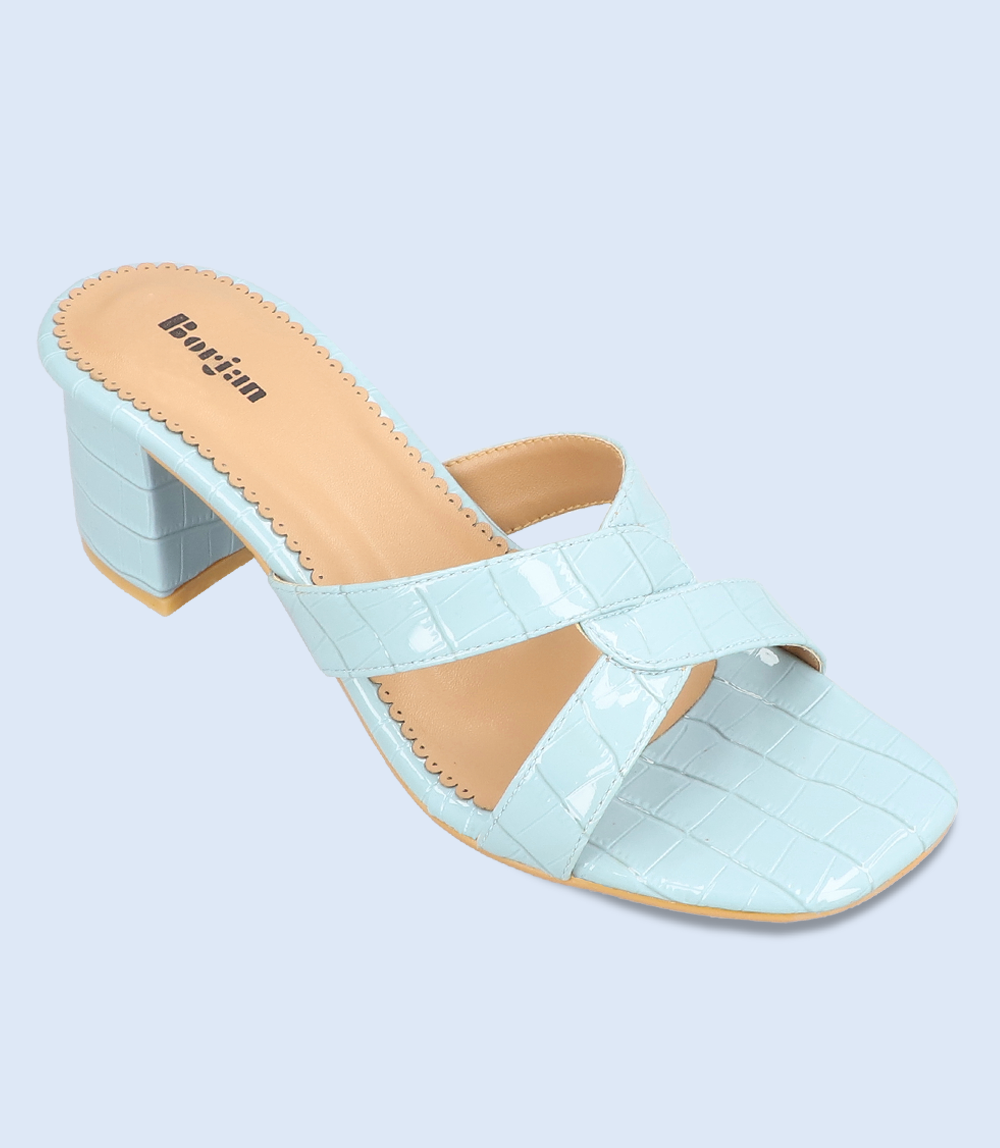 W9840-LIGHT BLUE-Women Slipper heel