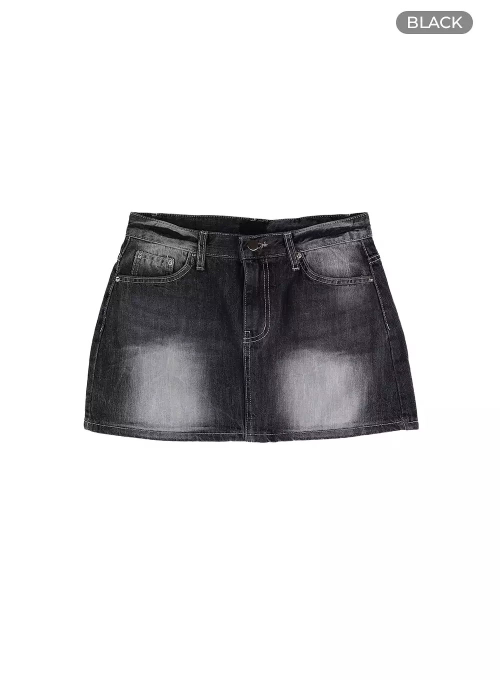 Washed Low Rise Mini Denim Skirt IM405