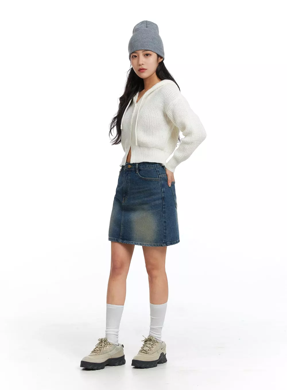 Washed Mini Denim Skirt OJ431